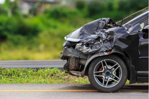Lawrenceville car accident lawyer concept, damaged car