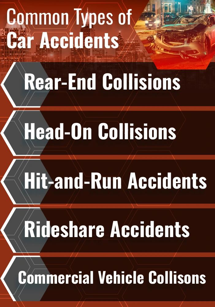 Types of Car Accicddents common in Georgia. 1GA can help if you've been hit